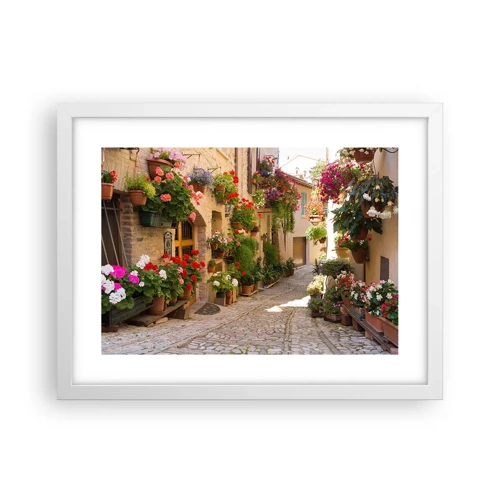 Póster en marco blanco - En un torrente de flores - 40x30 cm