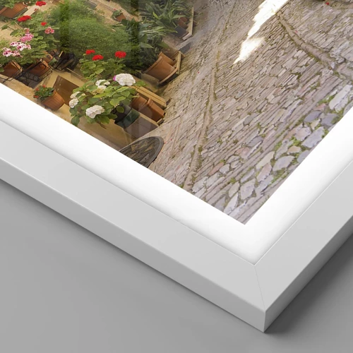 Póster en marco blanco - En un torrente de flores - 60x60 cm