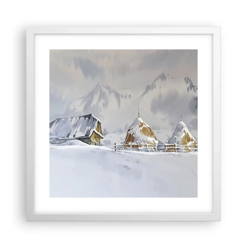 Póster en marco blanco - En un valle nevado - 40x40 cm