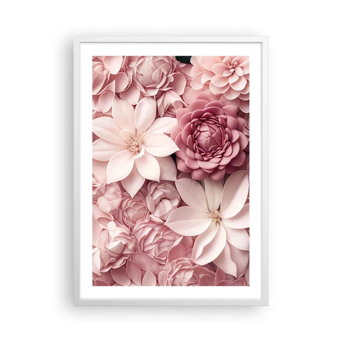 Póster en marco blanco - Entre pétalos rosas - 50x70 cm