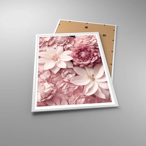 Póster en marco blanco - Entre pétalos rosas - 70x100 cm