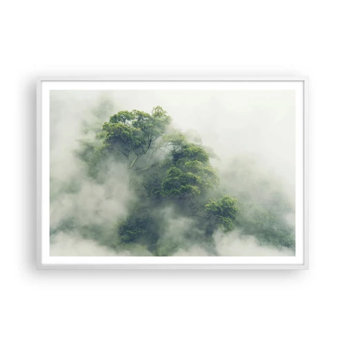 Póster en marco blanco - Envuelto en niebla - 100x70 cm