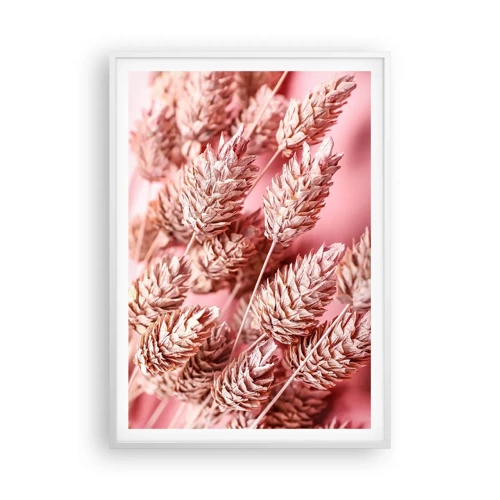 Póster en marco blanco - Estructura floral en rosa - 70x100 cm