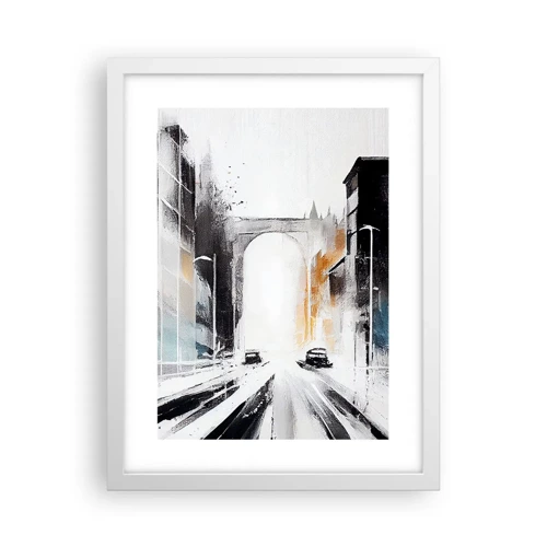 Póster en marco blanco - Estudio de la ciudad: arquitectura y movimiento - 30x40 cm