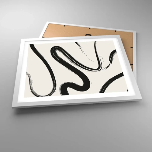 Póster en marco blanco - Fantasía en blanco y negro - 50x40 cm