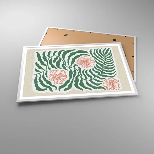 Póster en marco blanco - Florecido en verde - 91x61 cm