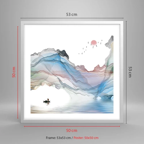 Póster en marco blanco - Hacia las montañas de cristal - 50x50 cm
