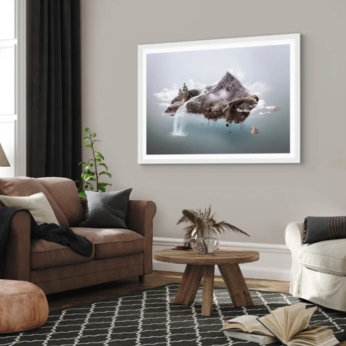 Póster en marco blanco - Isla surrealista - 50x40 cm