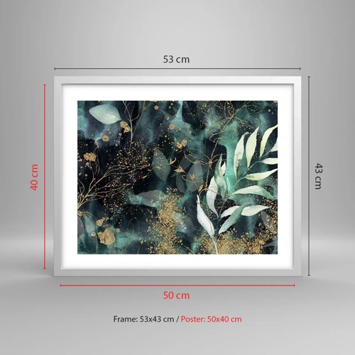 Póster en marco blanco - Jardín encantado - 50x40 cm