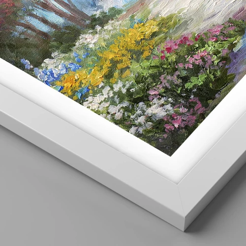 Póster en marco blanco - Jardín forestal, bosque floral - 50x40 cm