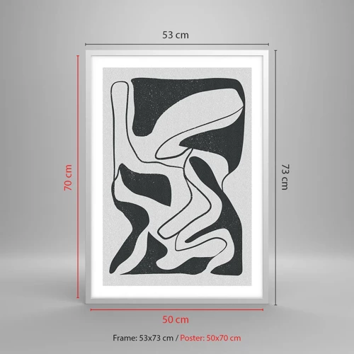 Póster en marco blanco - Juego abstracto en un laberinto - 50x70 cm