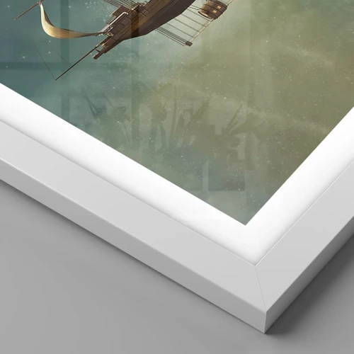 Póster en marco blanco - Julio Verne saluda - 60x60 cm