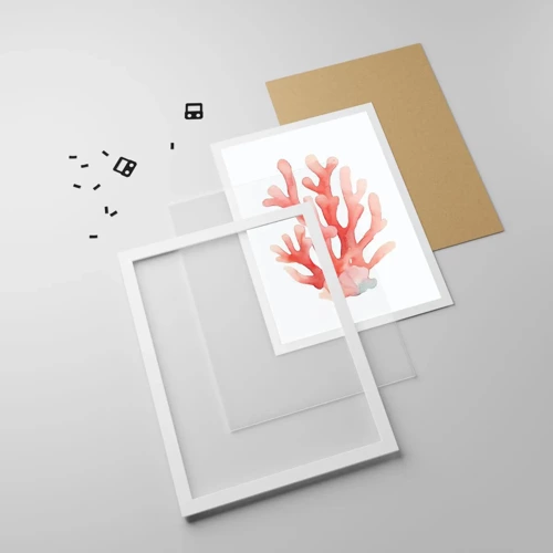 Póster en marco blanco - La hermosura del color coral - 40x50 cm