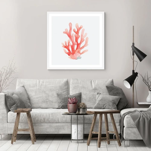 Póster en marco blanco - La hermosura del color coral - 50x50 cm