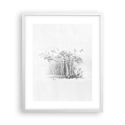 Póster en marco blanco - La luz de un bosque de abedules - 40x50 cm