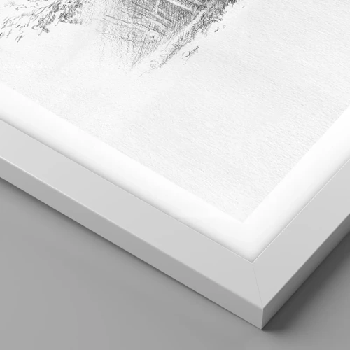 Póster en marco blanco - La luz de un bosque de abedules - 91x61 cm