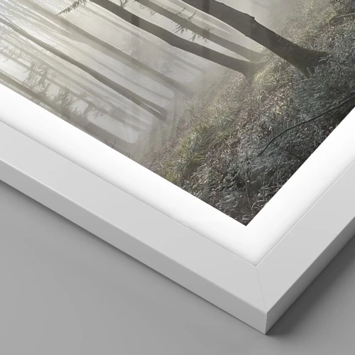 Póster en marco blanco - La niebla también está despierta - 50x50 cm