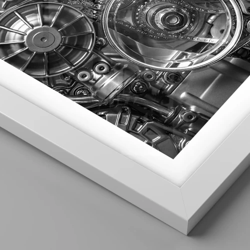 Póster en marco blanco - La poesía de la mecánica - 60x60 cm