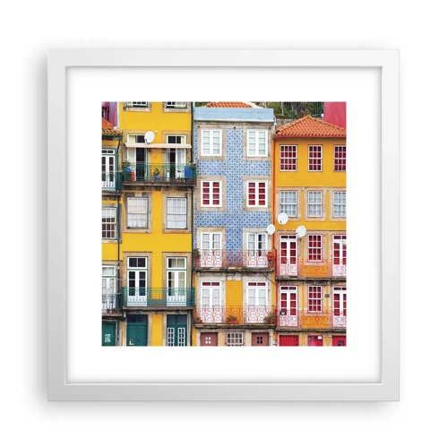 Póster en marco blanco - Los colores de la ciudad vieja - 30x30 cm