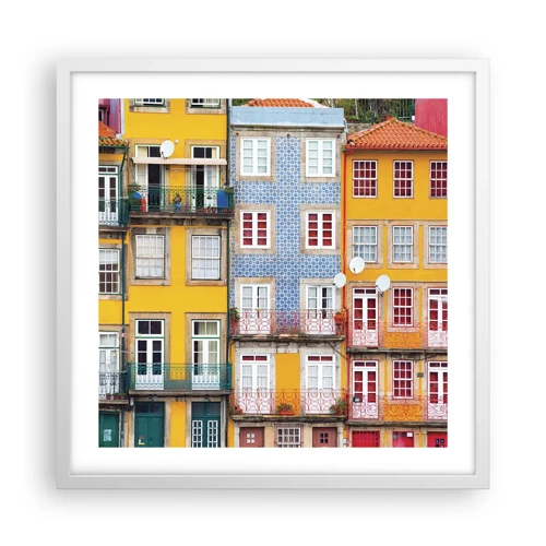 Póster en marco blanco - Los colores de la ciudad vieja - 50x50 cm