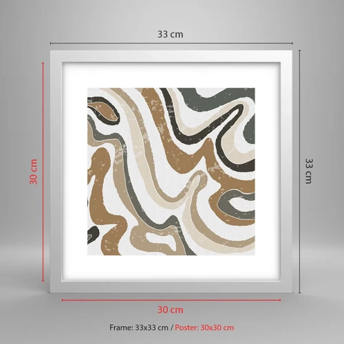 Póster en marco blanco - Meandros de colores terrosos - 30x30 cm