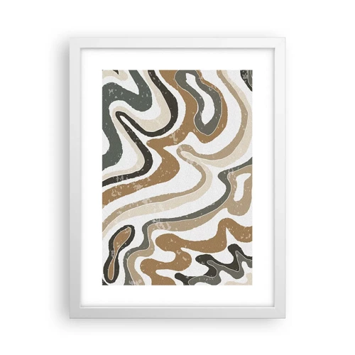 Póster en marco blanco - Meandros de colores terrosos - 30x40 cm