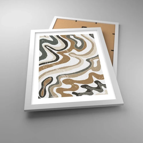 Póster en marco blanco - Meandros de colores terrosos - 30x40 cm