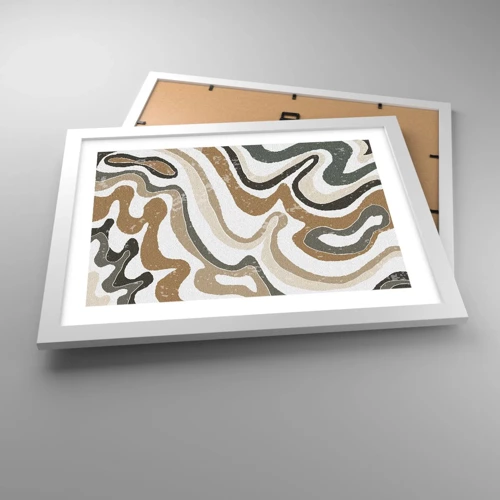 Póster en marco blanco - Meandros de colores terrosos - 40x30 cm