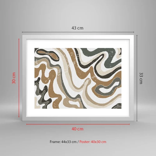 Póster en marco blanco - Meandros de colores terrosos - 40x30 cm
