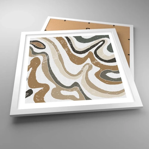 Póster en marco blanco - Meandros de colores terrosos - 40x40 cm