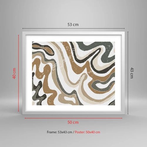 Póster en marco blanco - Meandros de colores terrosos - 50x40 cm