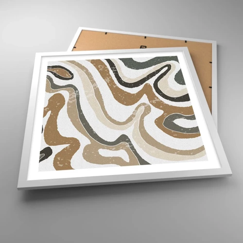 Póster en marco blanco - Meandros de colores terrosos - 50x50 cm
