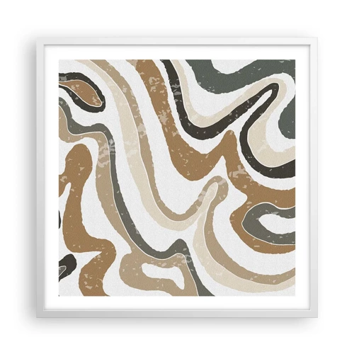 Póster en marco blanco - Meandros de colores terrosos - 60x60 cm
