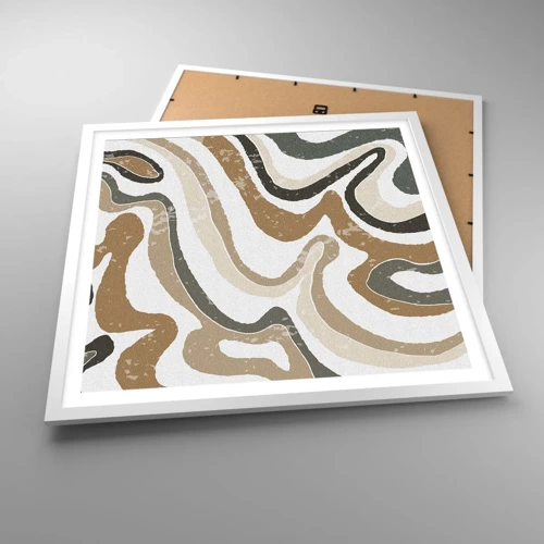 Póster en marco blanco - Meandros de colores terrosos - 60x60 cm