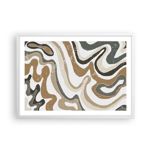 Póster en marco blanco - Meandros de colores terrosos - 70x50 cm