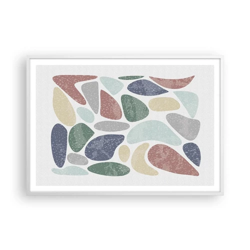 Póster en marco blanco - Mosaico de colores empolvados - 100x70 cm