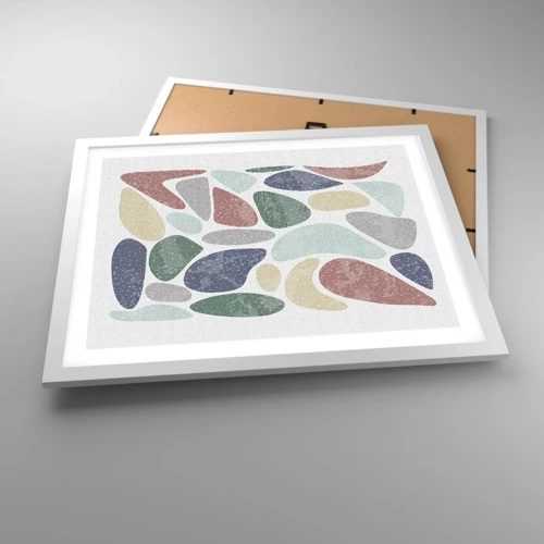 Póster en marco blanco - Mosaico de colores empolvados - 50x40 cm