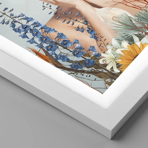 Póster en marco blanco - Mujer-flor - 30x40 cm