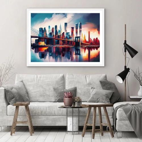 Póster en marco blanco - Nueva York siempre luce - 91x61 cm