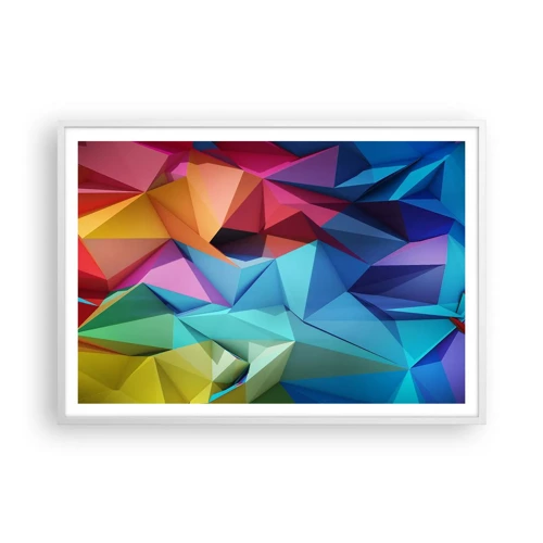Póster en marco blanco - Origami arco iris - 100x70 cm