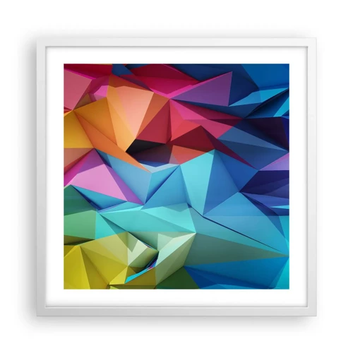 Póster en marco blanco - Origami arco iris - 50x50 cm
