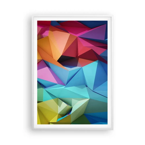 Póster en marco blanco - Origami arco iris - 70x100 cm