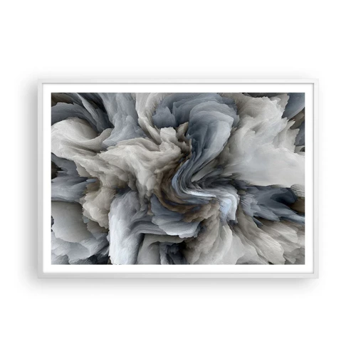 Póster en marco blanco - Piedra y flor - 100x70 cm