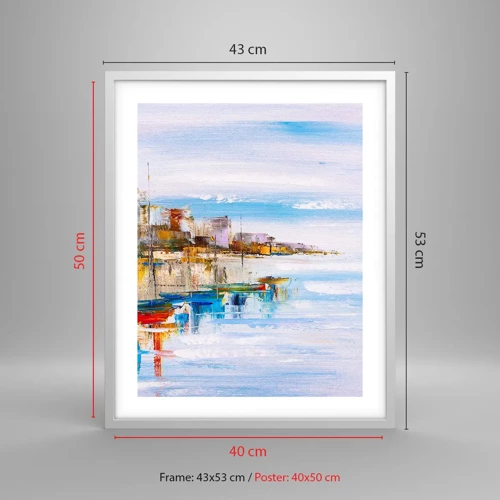 Póster en marco blanco - Puerto urbano multicolor - 40x50 cm