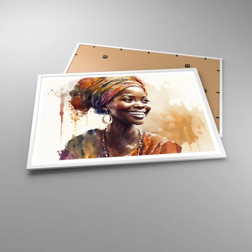 Póster en marco blanco - Reina africana - 100x70 cm