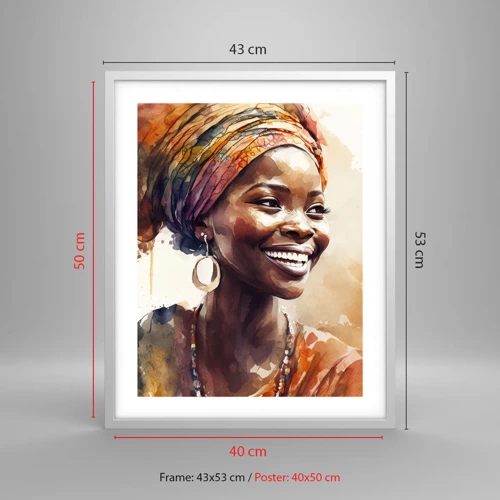 Póster en marco blanco - Reina africana - 40x50 cm