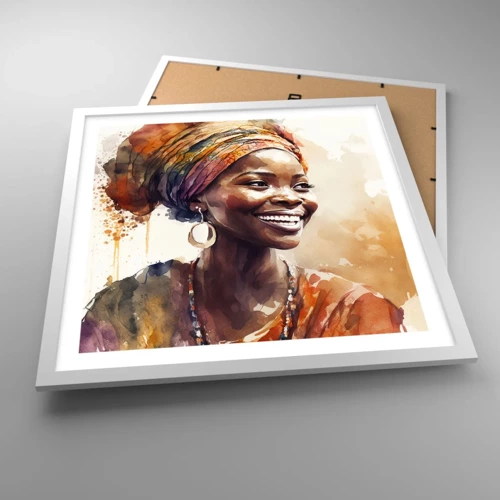 Póster en marco blanco - Reina africana - 50x50 cm