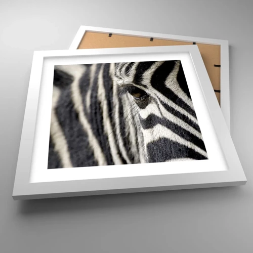 Póster en marco blanco - Retrato a rayas - 30x30 cm