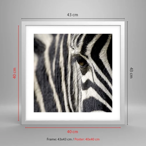 Póster en marco blanco - Retrato a rayas - 40x40 cm