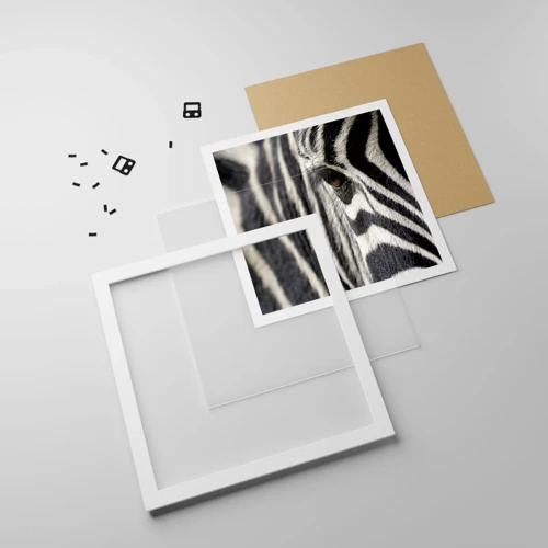 Póster en marco blanco - Retrato a rayas - 40x40 cm